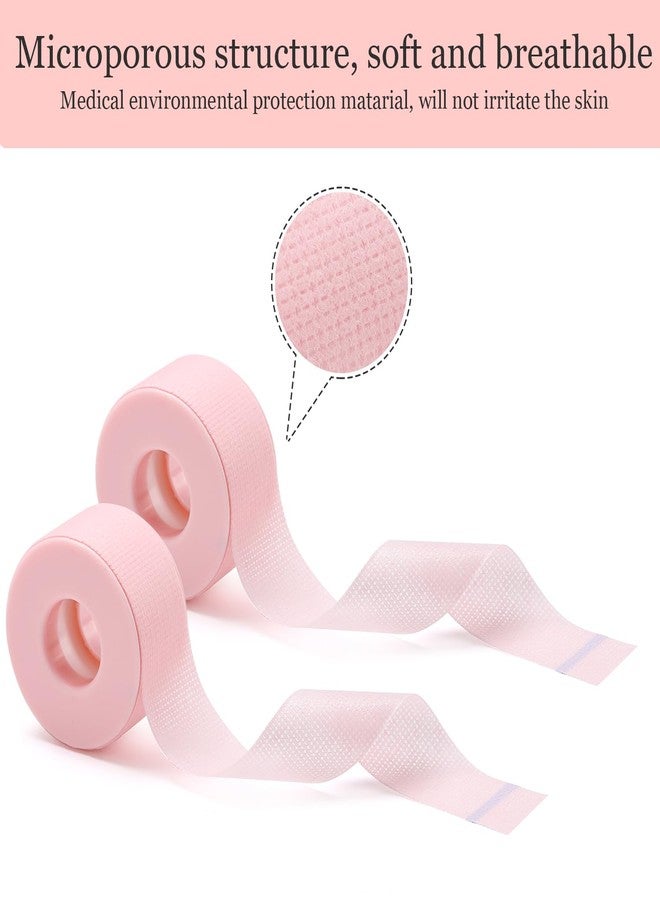 Gemsanva 2Pcs Lash Tape for Eyelash Extensions,Breathable & Easy Tear Micropore Tape, Professional Eyelash Extension Supplies,1in x 4yd (Pink) - Image 2
